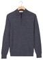 Thomas Maine Half Zip Single Knit Merino Wool Trui Indigo