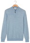 Thomas Maine Half Zip Single Knit Merino Wool Trui Licht Blauw