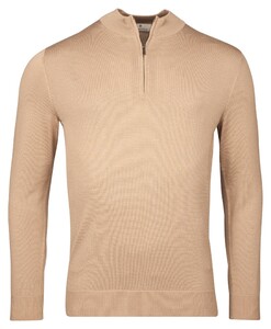 Thomas Maine Half Zip Single Knit Uni Color Trui Beige