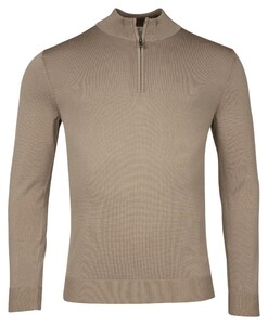 Thomas Maine Half Zip Single Knit Uni Color Trui Greige