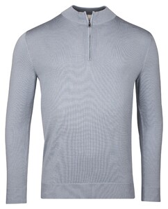 Thomas Maine Half Zip Single Knit Uni Color Trui Licht Blauw