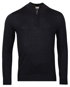 Thomas Maine Half Zip Single Knit Uni Color Trui Navy