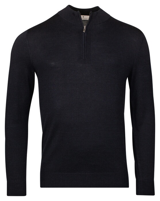 Thomas Maine Half Zip Single Knit Uni Color Trui Navy