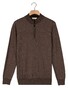Thomas Maine Half Zip Two Color Herringbone Jacquard Knit Pullover Brown