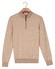 Thomas Maine Half Zip Two Color Herringbone Jacquard Knit Trui Licht Beige