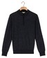 Thomas Maine Half Zip Two Color Herringbone Jacquard Knit Trui Navy