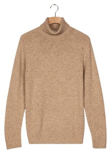Thomas Maine High Neck Single Knit New England Donegal Merino Wool Trui Beige