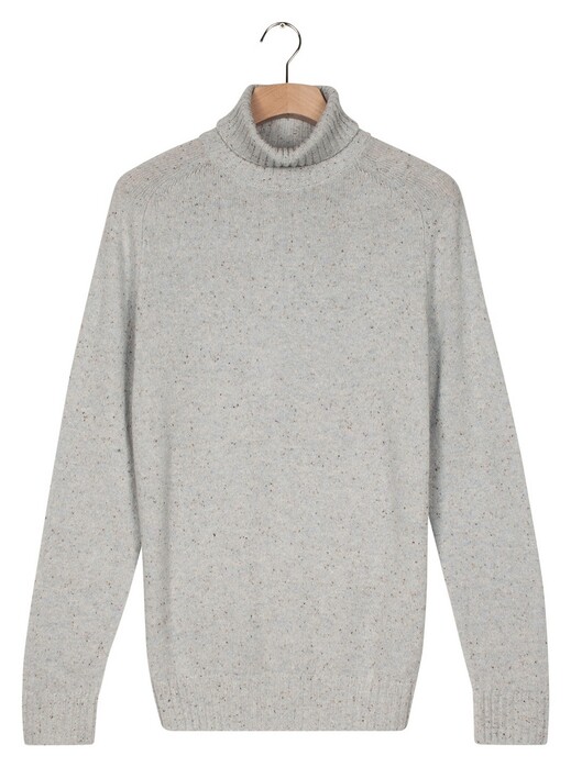 Thomas Maine High Neck Single Knit New England Donegal Merino Wool Trui Light Aqua