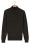 Thomas Maine High Neck Single Knit Subtle Uni Color Melange Merino Wool Trui Antraciet Melange