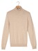Thomas Maine High Neck Single Knit Subtle Uni Color Melange Merino Wool Trui Ecru