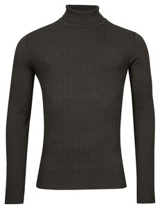 Thomas Maine High Neck Uni Subtle Knit Rib Pattern Pullover Anthracite Grey