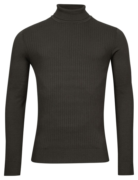 Thomas Maine High Neck Uni Subtle Knit Rib Pattern Pullover Anthracite Grey