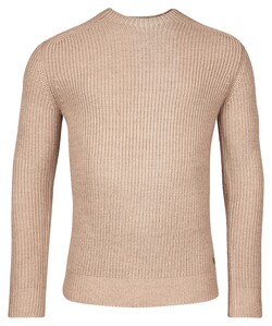Thomas Maine High Round Neck Pullover Rib Knit Trui Licht Beige