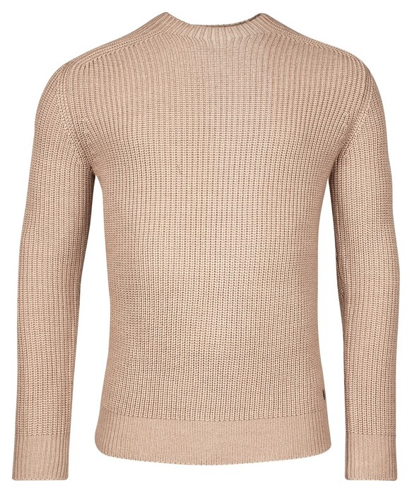Thomas Maine High Round Neck Pullover Rib Knit Trui Licht Beige