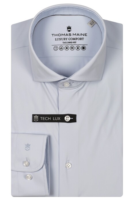 Thomas Maine Hyperflex Subtle Dot Contrast Fabric Roma Modern Ken Overhemd Licht Blauw