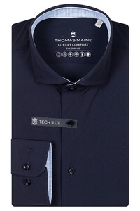 Thomas Maine Hyperflex Subtle Dot Contrast Fabric Roma Modern Ken Shirt Navy