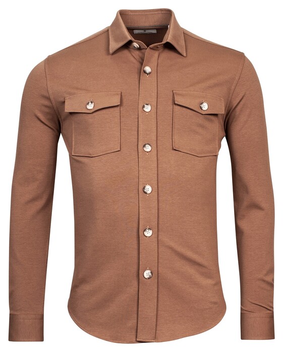 Thomas Maine Jersey Hyper Stretch Double Breast Pocket Overshirt Roest
