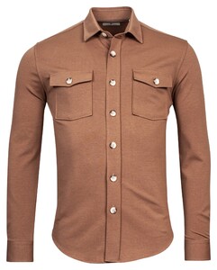 Thomas Maine Jersey Hyper Stretch Double Breast Pocket Overshirt Rust