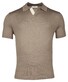 Thomas Maine Knitted Fine Merino Subtle Placquet Contrast No Buttons Collar Polo Greige
