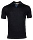 Thomas Maine Knitted Fine Merino Subtle Placquet Contrast No Buttons Collar Polo Navy