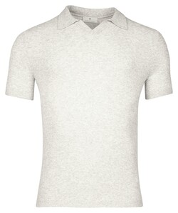 Thomas Maine Knitted No Buttons Collar Short Sleeve Melange Poloshirt Light Grey