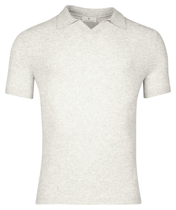 Thomas Maine Knitted No Buttons Collar Short Sleeve Melange Poloshirt Light Grey