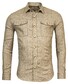 Thomas Maine Linnen Stretch Overshirt Contrast Buttons Khaki