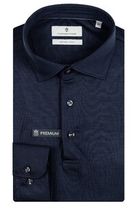 Thomas Maine Long Sleeve Merino Wool Jersey Polo Indigo