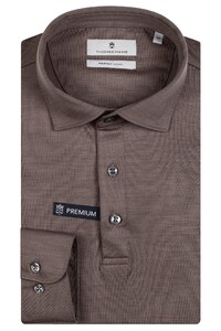 Thomas Maine Long Sleeve Merino Wool Jersey Polo Taupe