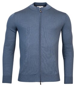 Thomas Maine Merino Cardigan Zip Single Knit Vest Storm Sky