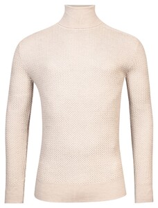 Thomas Maine Merino Col Allover Structure Knit Trui Natural