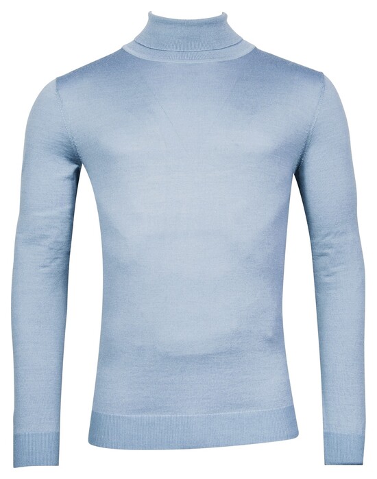 Thomas Maine Merino Col Uni Single Knit Trui Licht Blauw