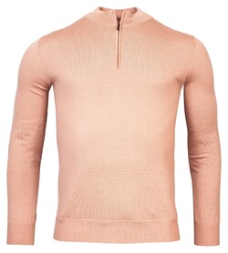 Thomas Maine Merino Half Zip Single Knit Trui Light Peach