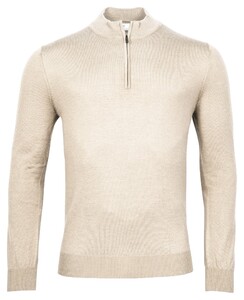 Thomas Maine Merino Half Zip Single Knit Trui Natural