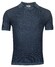 Thomas Maine Merino Linen Structure Knit No Buttons Polo Collar Poloshirt Indigo