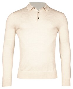 Thomas Maine Merino Pullover Polo Single Knit Trui Ecru Melange