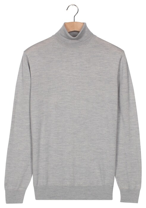 Thomas Maine Merino Wool Rollneck Pullover Single Knit Trui Licht Grijs