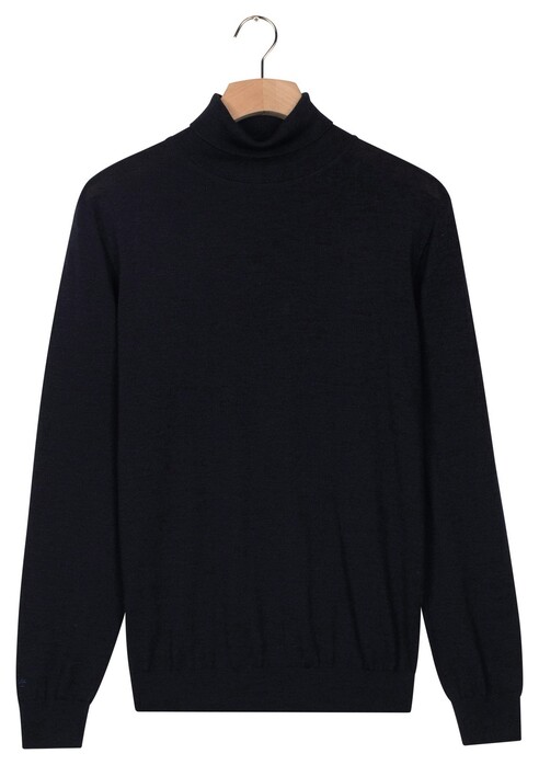 Thomas Maine Merino Wool Rollneck Pullover Single Knit Trui Navy