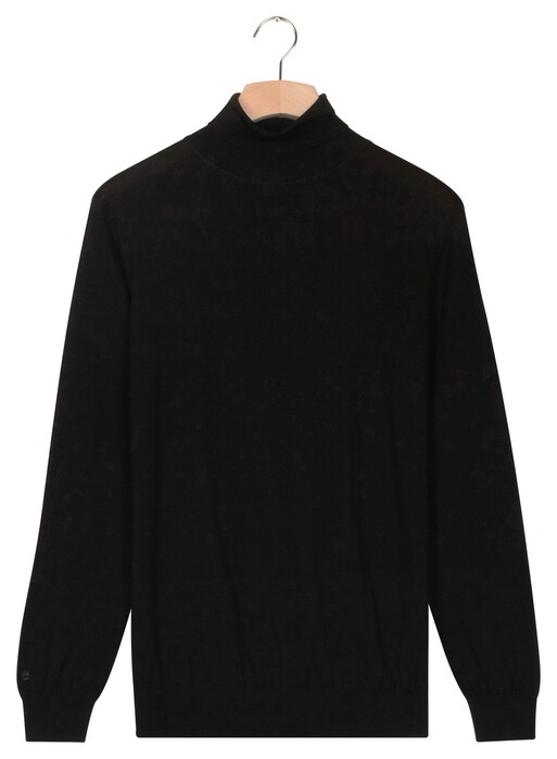 Thomas Maine Merino Wool Rollneck Pullover Single Knit Trui Zwart