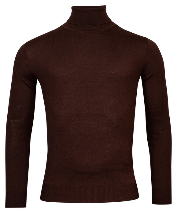Thomas Maine Merino Wool Rollneck Single Knit Trui Bruin