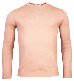Thomas Maine Merinowol Ronde Hals Single Knit Trui Light Peach