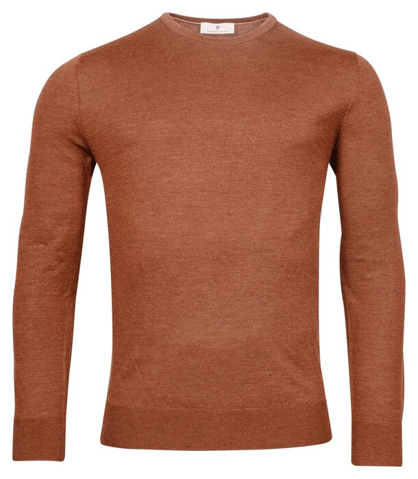 Thomas Maine Merinowol Ronde Hals Single Knit Trui Roest