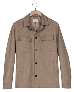 Thomas Maine Monza Wool Blend Double Chest Pocket Overshirt Light Beige