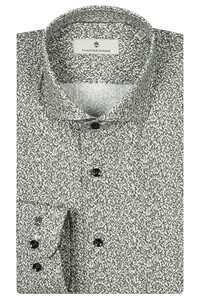 Thomas Maine Mountain Fantasy Pattern Roma Modern Kent Poplin Overhemd Dark Olive-White