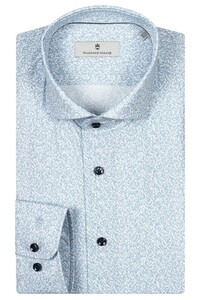 Thomas Maine Mountain Fantasy Pattern Roma Modern Kent Poplin Overhemd Lichtblauw-Wit