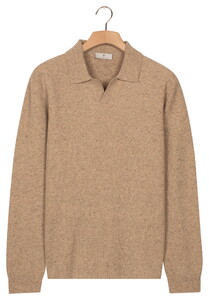 Thomas Maine New England Donegal Merino Wool Structure Knit Pullover Light Beige