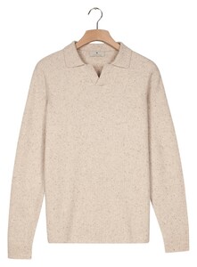 Thomas Maine New England Donegal Merino Wool Structure Knit Pullover Off White