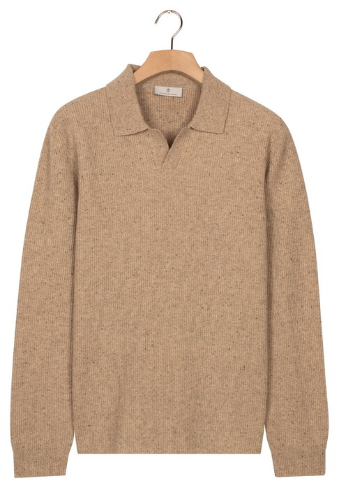 Thomas Maine New England Donegal Merino Wool Structure Knit Trui Licht Beige