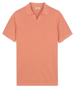 Thomas Maine No Button Pullover Polo Garment Dyed Light Stone Wash Soft Coral
