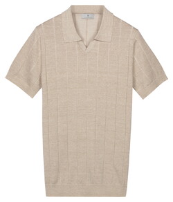 Thomas Maine No Buttons Collar Full Needle Rib Placket Polo Licht Beige